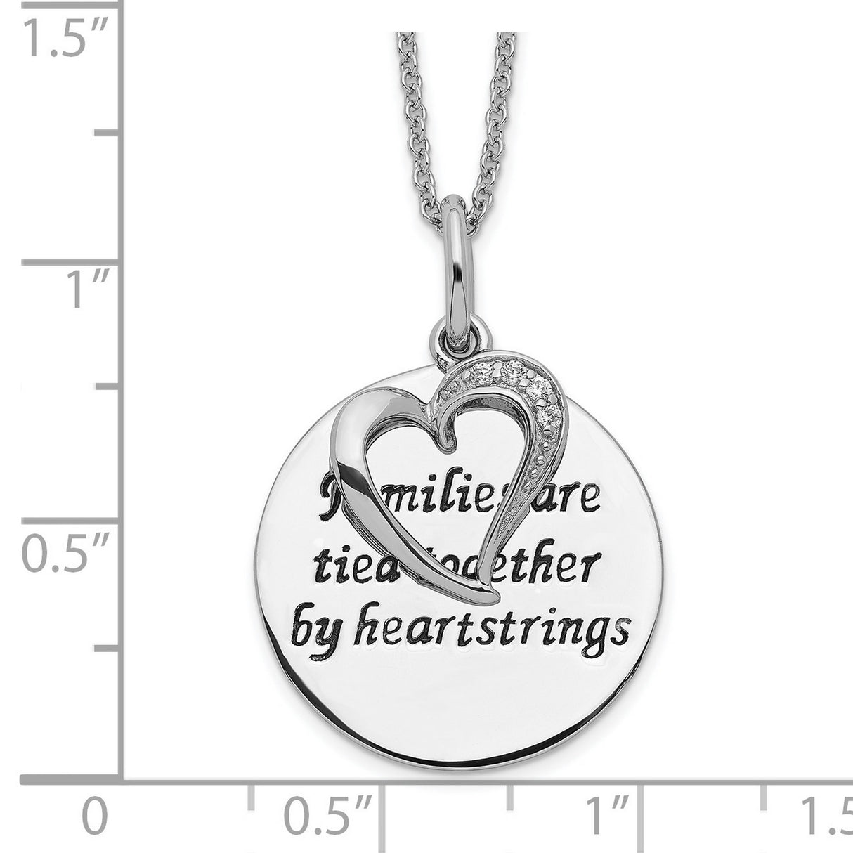 Antiqued CZ Families Are Tied Together 18in Heart Necklace Charm Pendant in Real 925 Sterling Silver