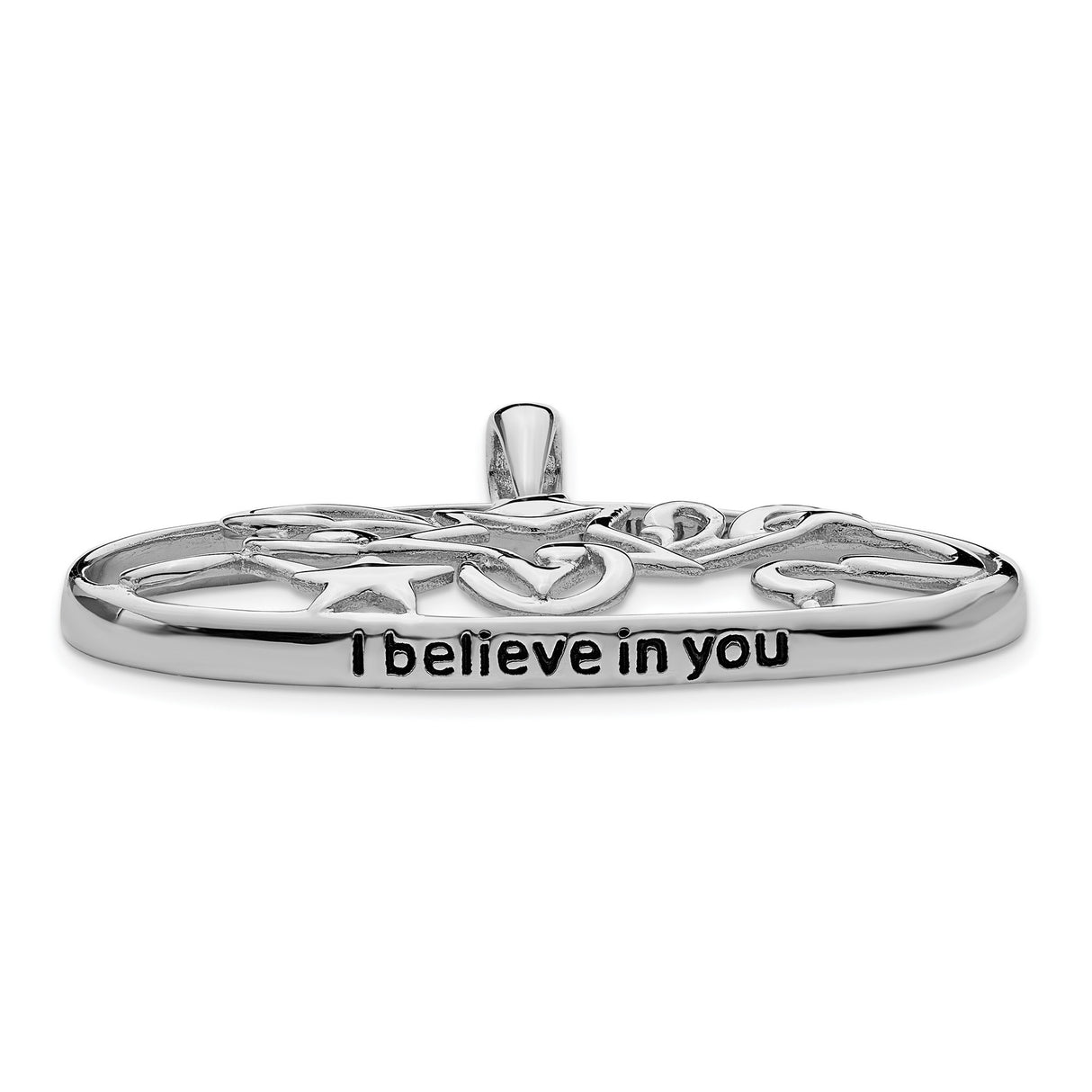 Antiqued I Believe In You 18in Star Necklace Charm Pendant in Real 925 Sterling Silver