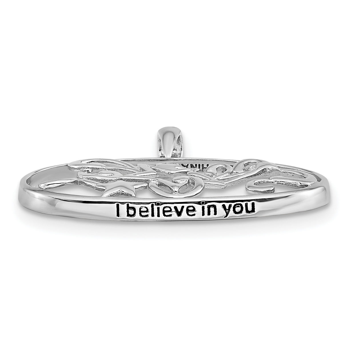 Antiqued I Believe In You 18in Star Necklace Charm Pendant in Real 925 Sterling Silver