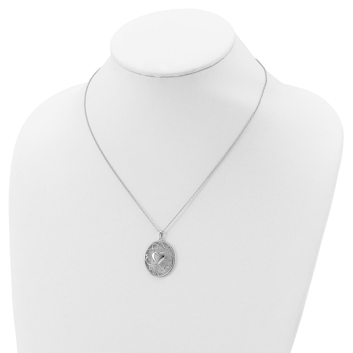 Antiqued Sending You My Love Heart 18 Inch Necklace Charm Pendant in Real 925 Sterling Silver