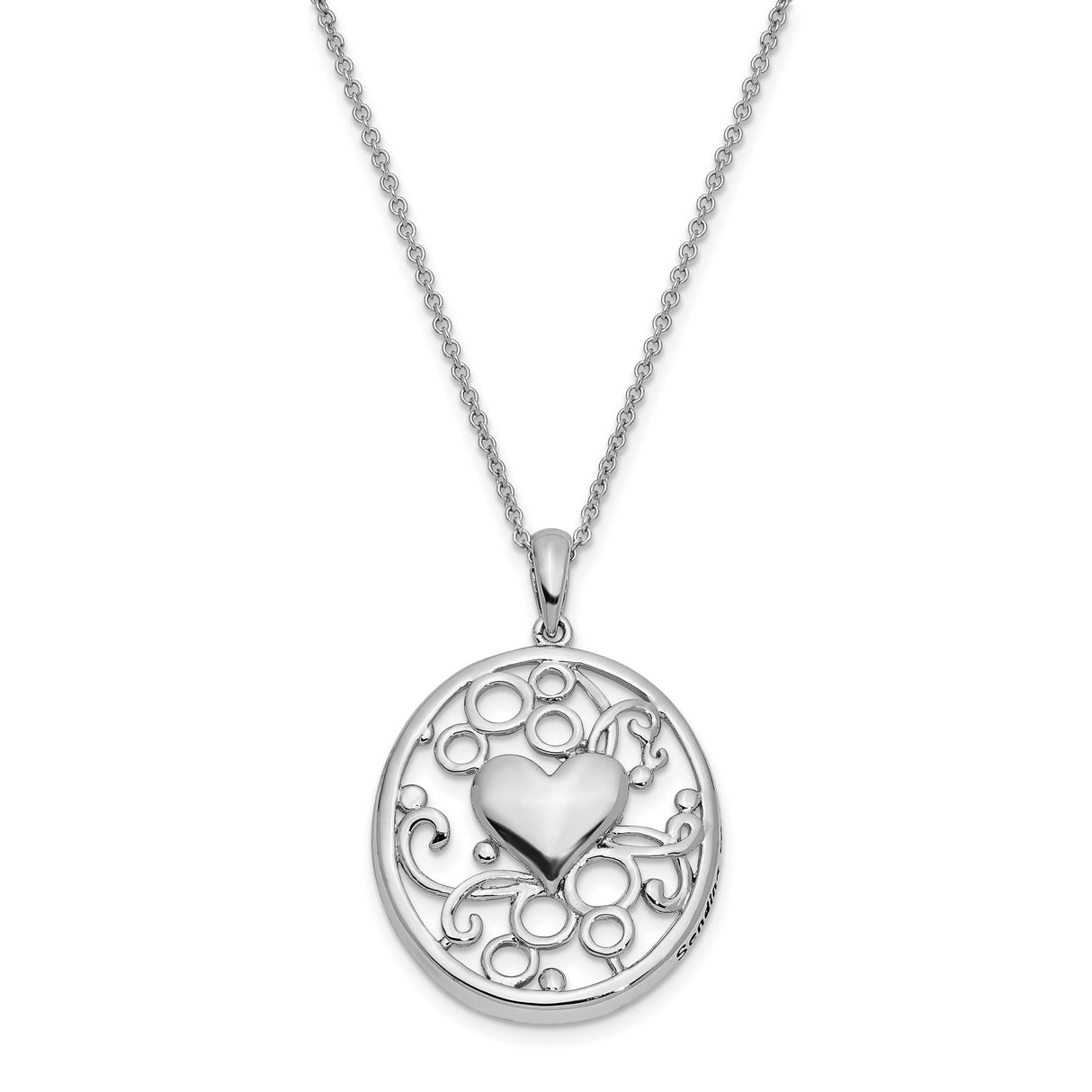 Antiqued Sending You My Love Heart 18 Inch Necklace Charm Pendant in Real 925 Sterling Silver