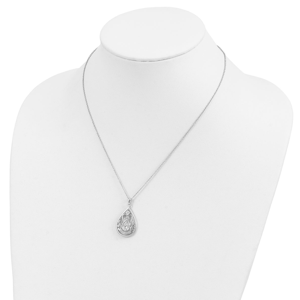 CZ In Loving Memory 18in Necklace Charm Pendant in Real 925 Sterling Silver