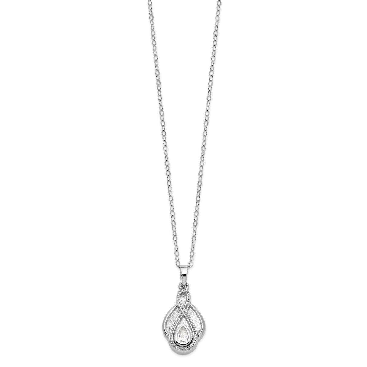 CZ Tear Of Strength Ash Holder 18 Inch Necklace Charm Pendant in Real 925 Sterling Silver