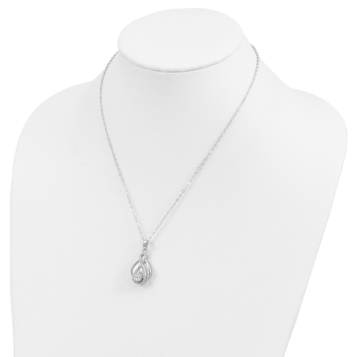 CZ Tear Of Strength Ash Holder 18 Inch Necklace Charm Pendant in Real 925 Sterling Silver