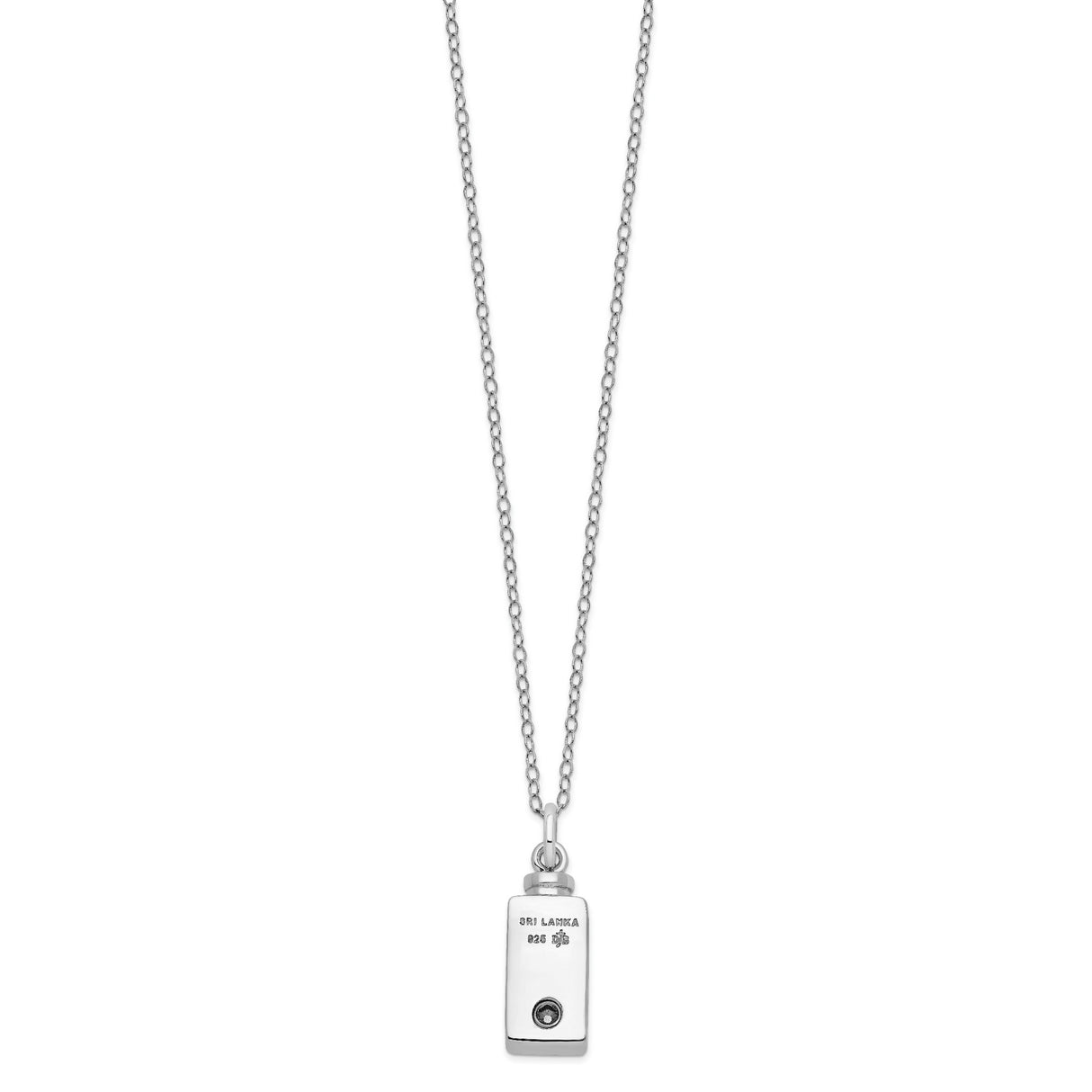 Antiqued Rectangle Box Cross Ash Holder 18 Inch Necklace Charm Pendant in Real 925 Sterling Silver