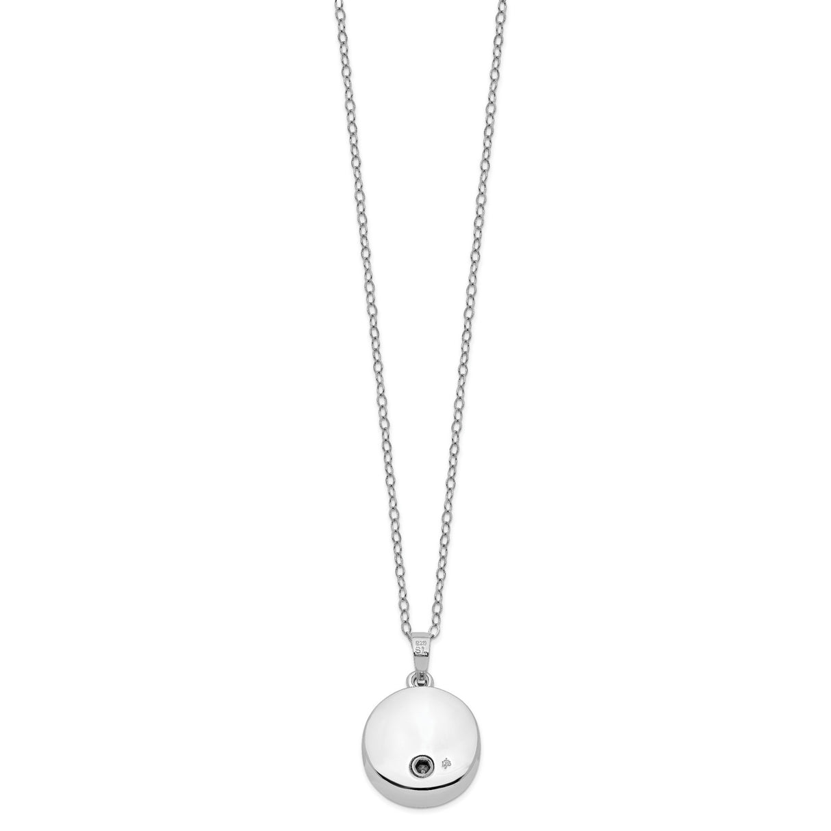 Black Paw Prints And Hearts On Round Ash Holder Necklace Charm Pendant in Real 925 Sterling Silver