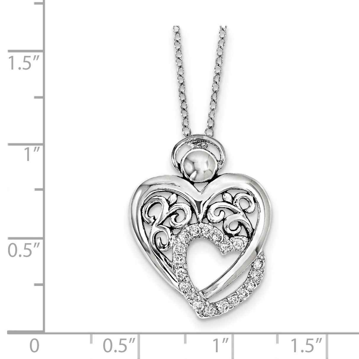 CZ Angel Of Marriage 18in. Necklace Charm Pendant in Real 925 Sterling Silver