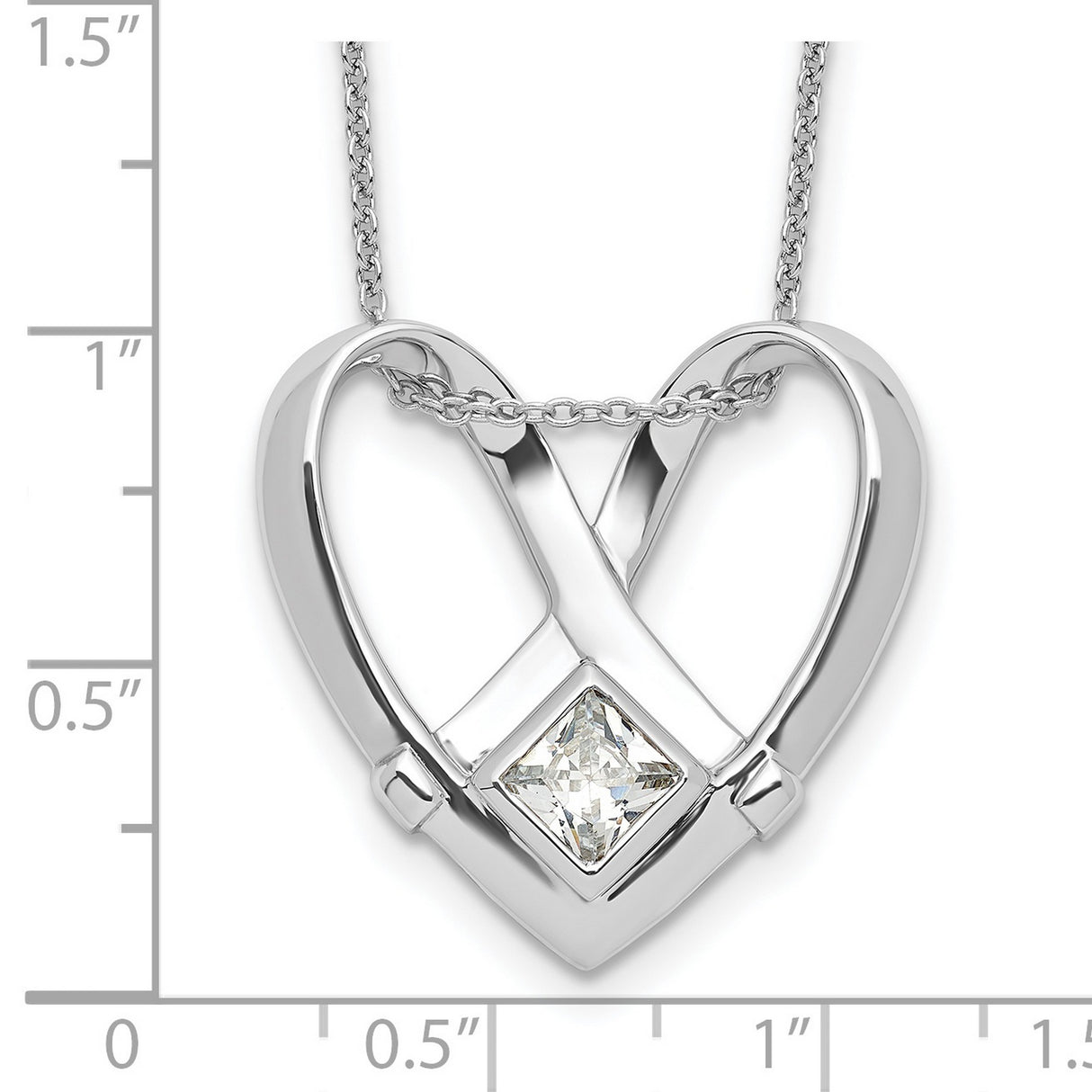 CZ Captivated 18in. Necklace Charm Pendant in Real 925 Sterling Silver