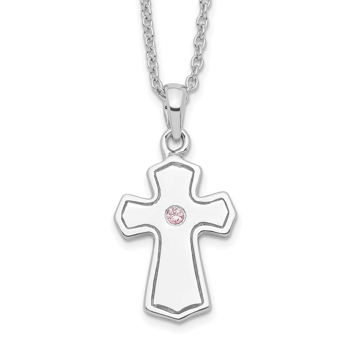 CZ Child Of God (Girl) 14in. Necklace Charm Pendant in Real 925 Sterling Silver
