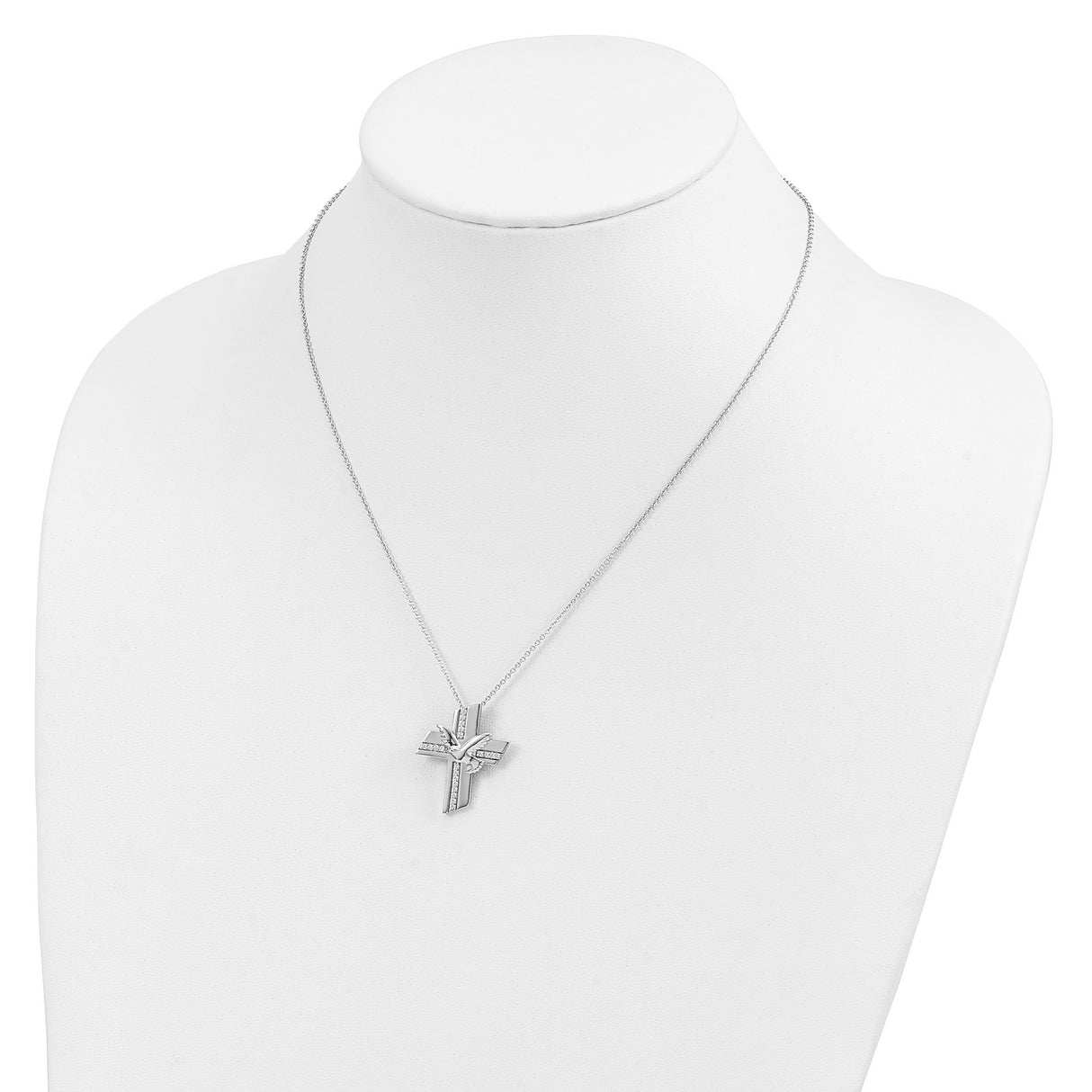 Confirmation Blessings Cross with Flying Dove Necklace Charm Pendant in Real 925 Sterling Silver