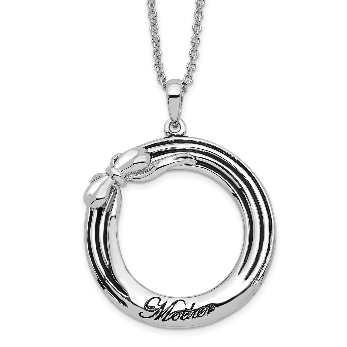 Antiqued My Mother My Gift 18in. Necklace Charm Pendant in Real 925 Sterling Silver