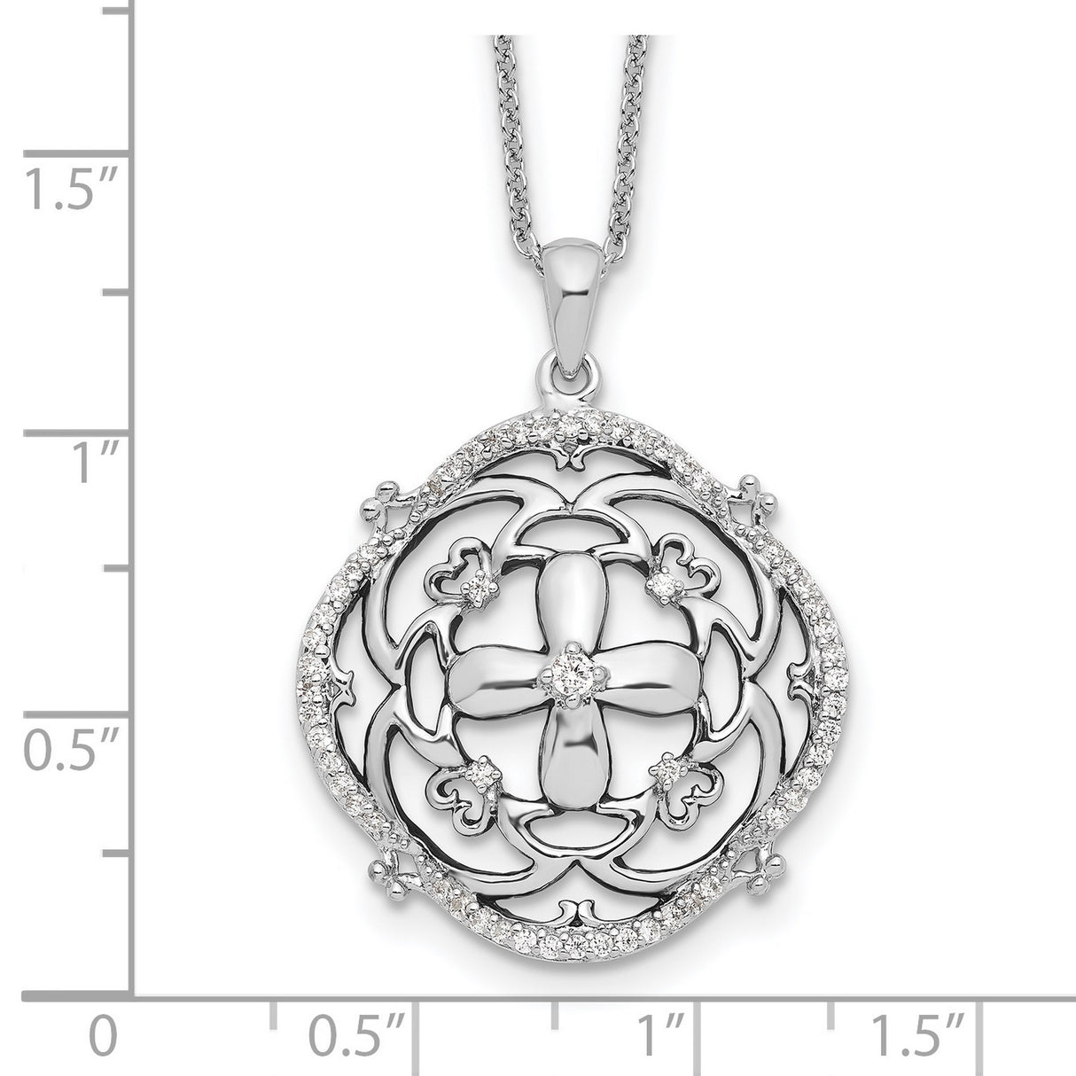 CZ A Time For Miracles 18in. Necklace Charm Pendant in Real 925 Sterling Silver