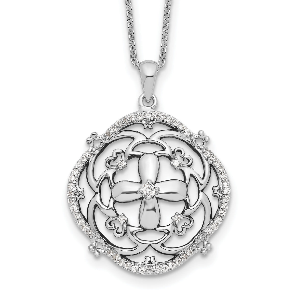 CZ A Time For Miracles 18in. Necklace Charm Pendant in Real 925 Sterling Silver