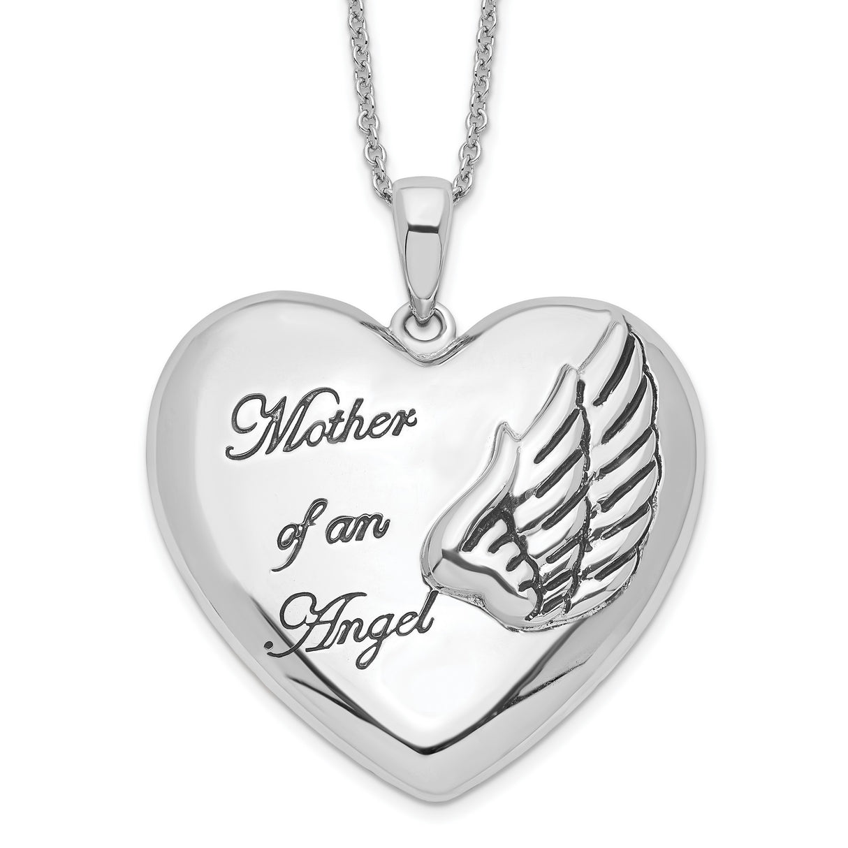 and Antiqued Mother of an Angel 18 Inch Necklace Charm Pendant in Real 925 Sterling Silver