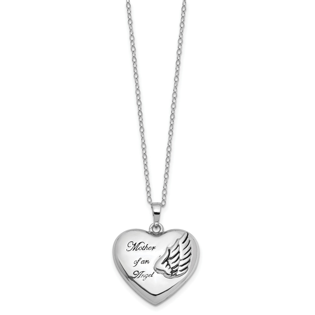 and Antiqued Mother of an Angel Heart Ash Holder 18 Inch Necklace Charm Pendant in Real 925 Sterling Silver