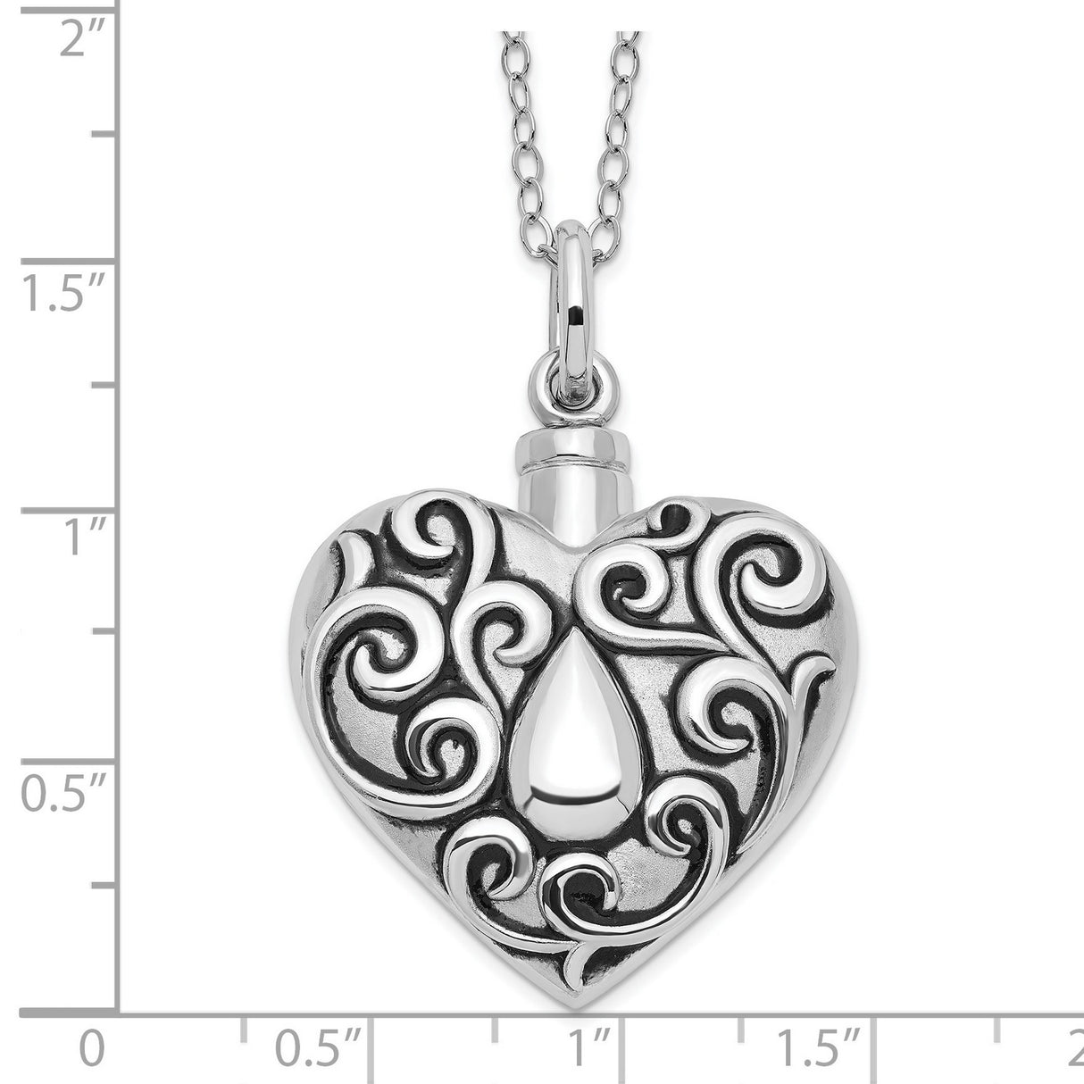 Antiqued Grieving Heart Ash Holder 18 Inch Necklace Charm Pendant in Real 925 Sterling Silver