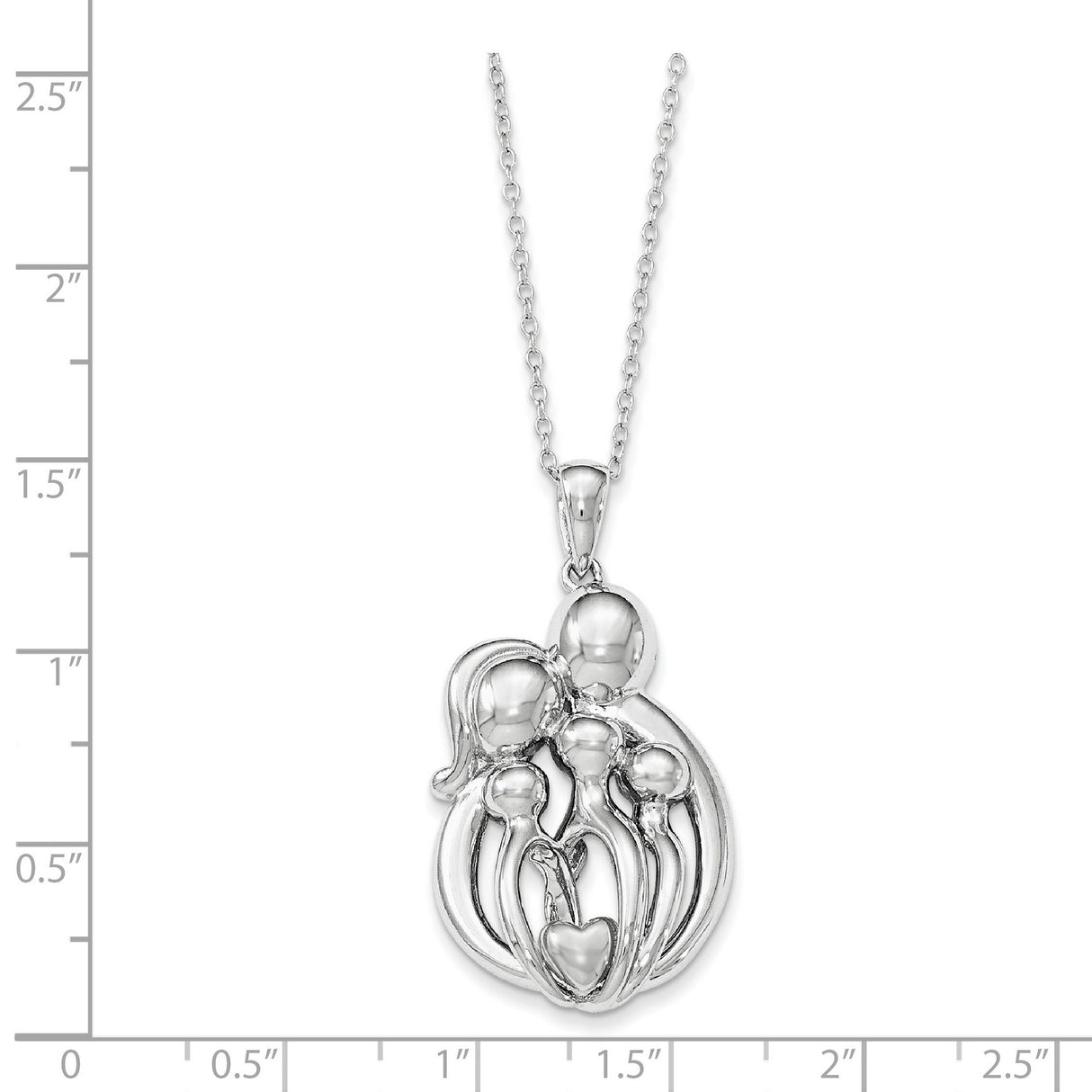 Family of 5 Gathering 18in. Necklace Charm Pendant in Real 925 Sterling Silver