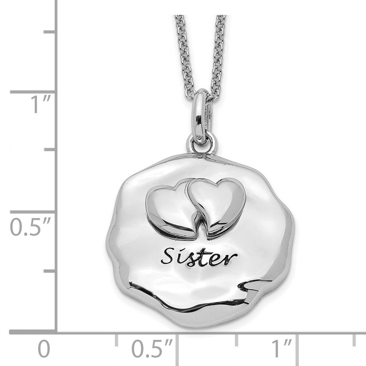 Antiqued For You My Sister 18in. Necklace Charm Pendant in Real 925 Sterling Silver