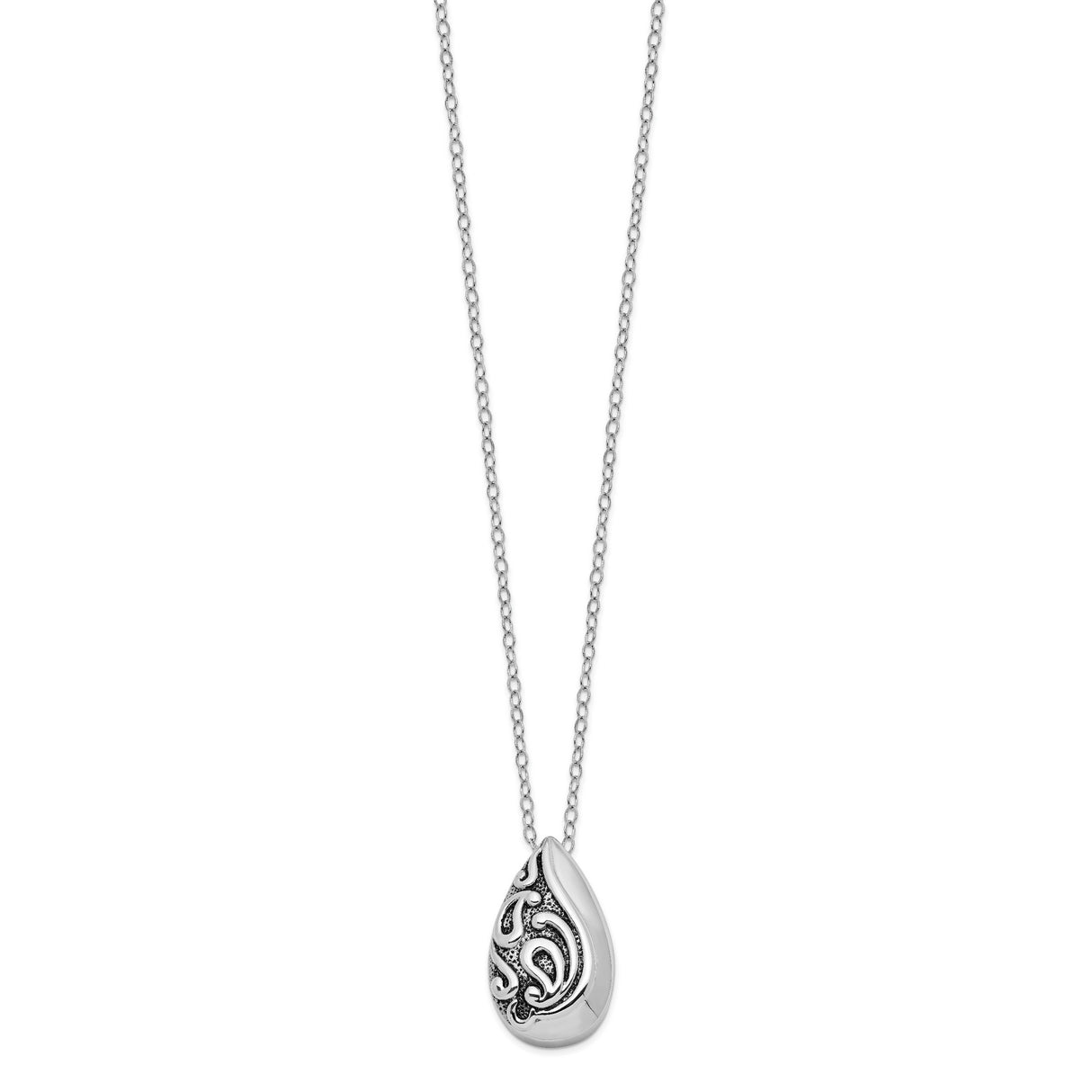 Antiqued Teardrop Ash Holder 18 Inch Necklace Charm Pendant in Real 925 Sterling Silver