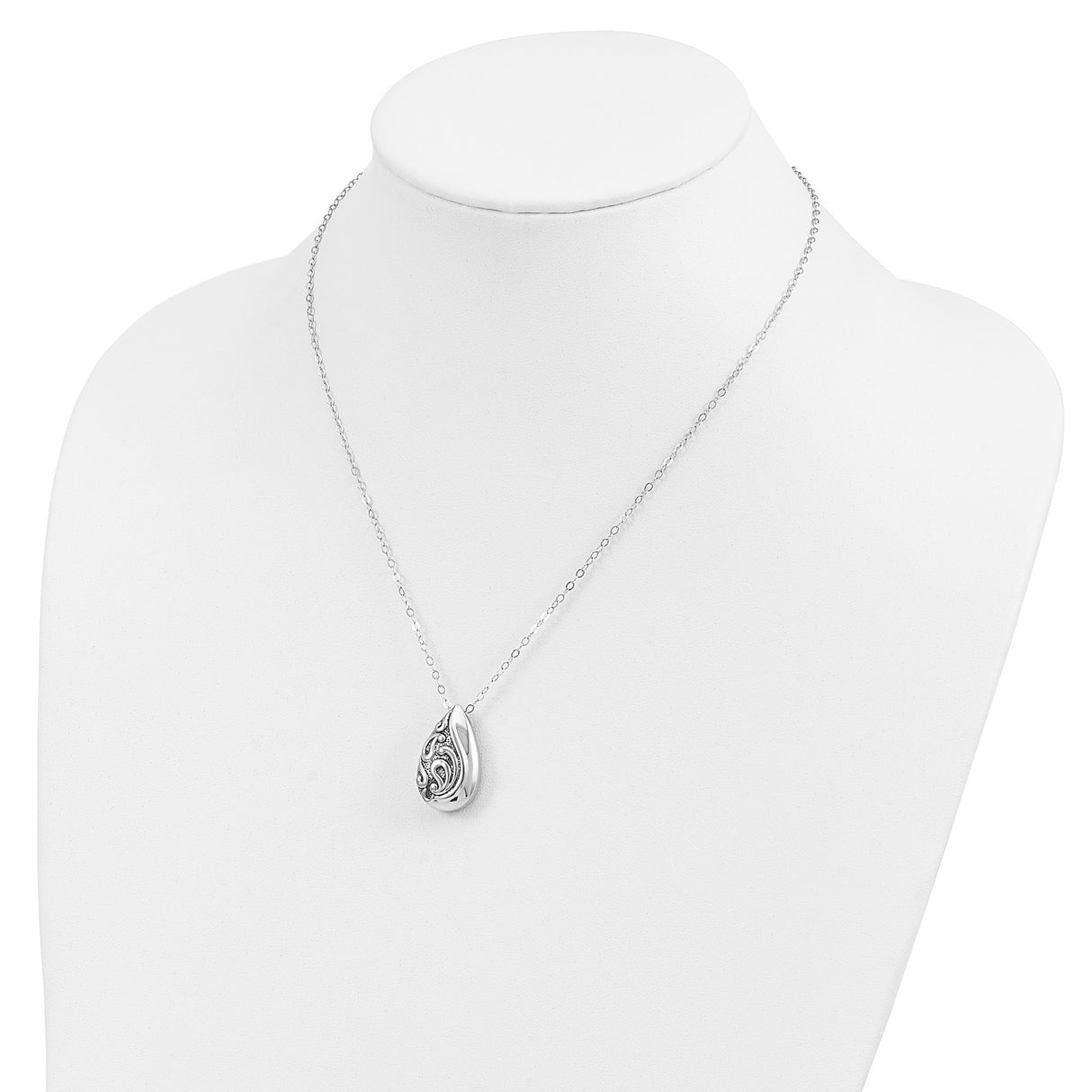 Antiqued Teardrop Ash Holder 18 Inch Necklace Charm Pendant in Real 925 Sterling Silver