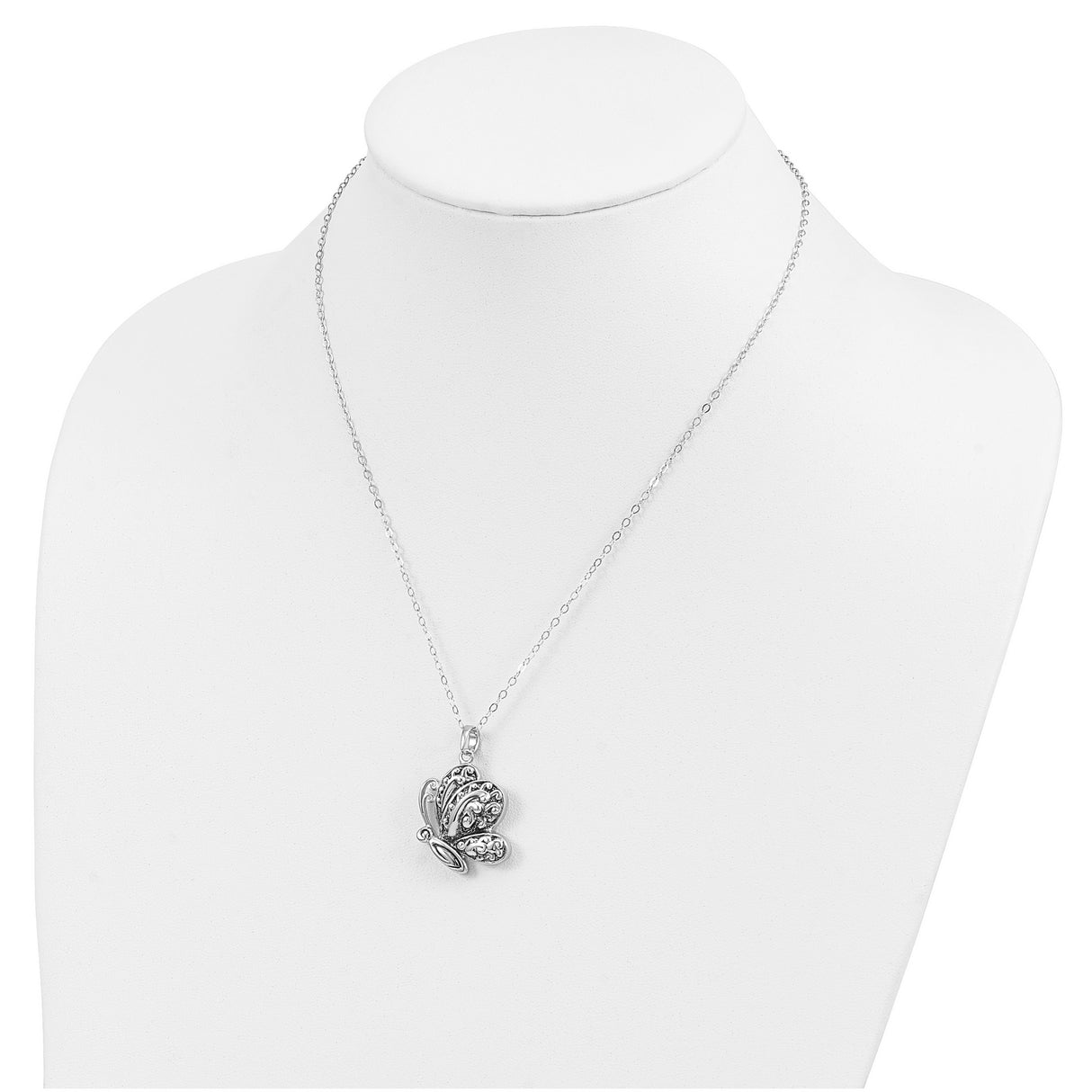Antiqued Butterfly Ash Holder 18 Inch Necklace Charm Pendant in Real 925 Sterling Silver