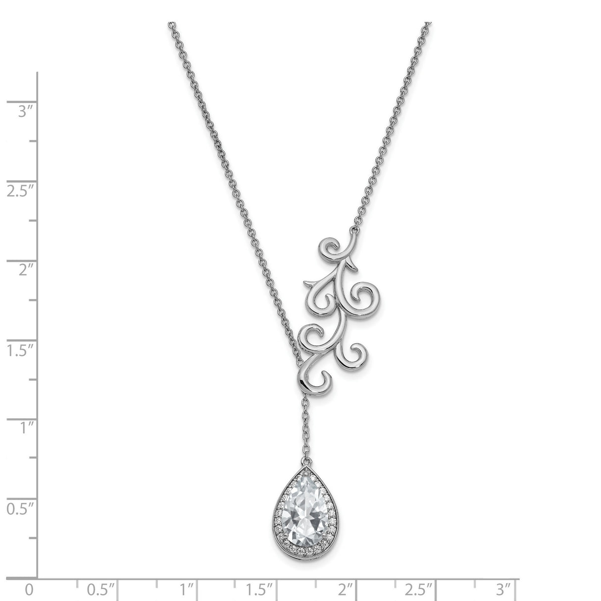 CZ To My Bride 17.5in. Necklace with 3/4in. ext Charm Pendant in Real 925 Sterling Silver