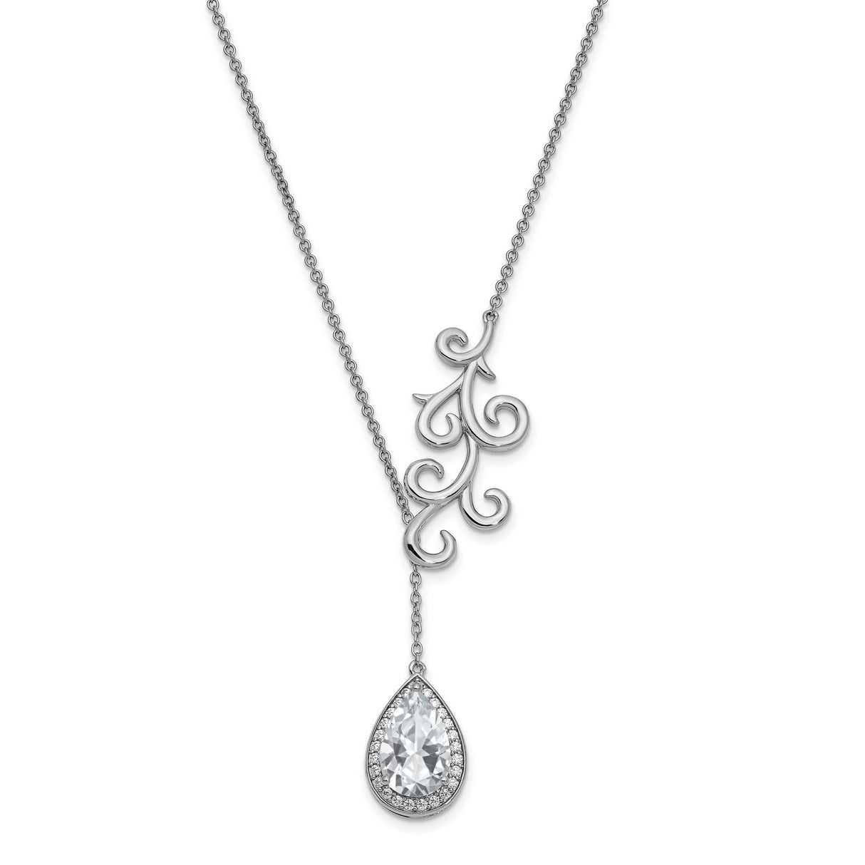 CZ To My Bride 17.5in. Necklace with 3/4in. ext Charm Pendant in Real 925 Sterling Silver