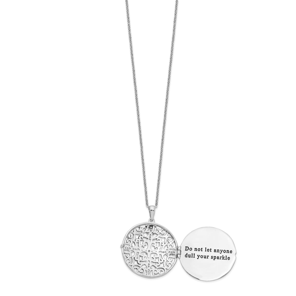 CZ Antiqued Do Not Let Anyone Dull 18in. Necklace Charm Pendant in Real 925 Sterling Silver