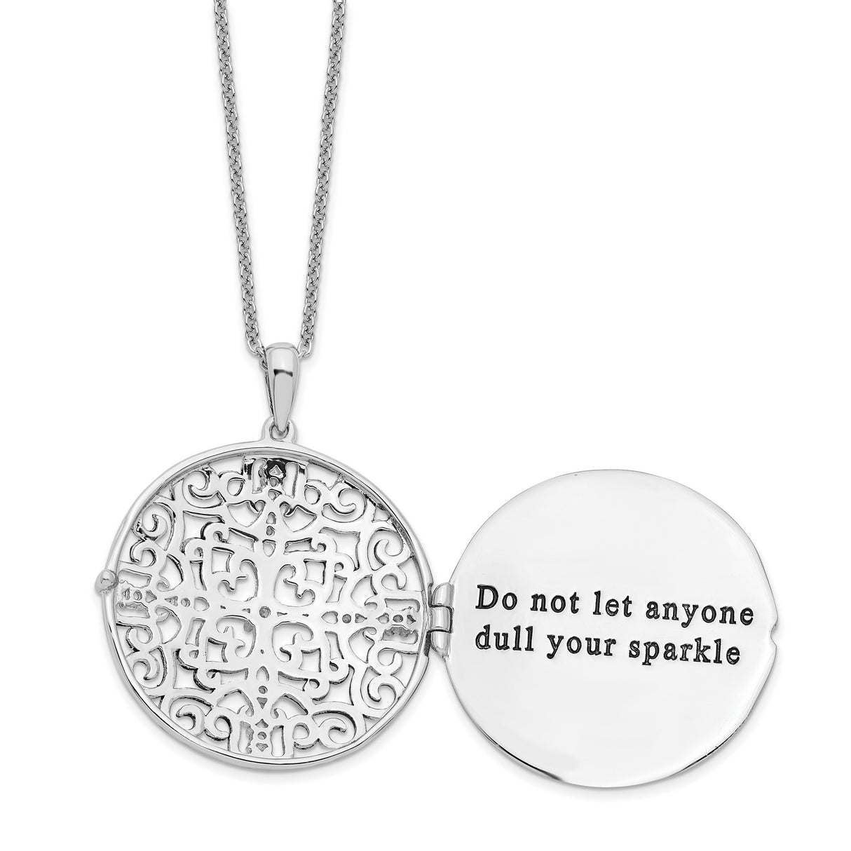 CZ Antiqued Do Not Let Anyone Dull 18in. Necklace Charm Pendant in Real 925 Sterling Silver