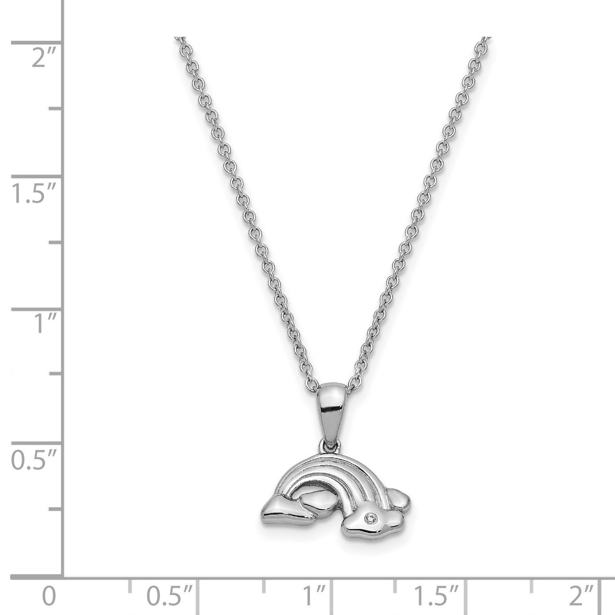 CZ Paint Rainbows 14in. Necklace with 2in. ext Charm Pendant in Real 925 Sterling Silver