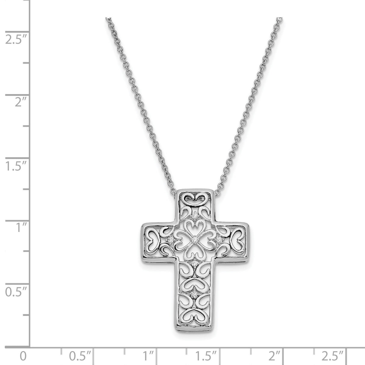 CZ Unwavering Love 18in. Necklace Charm Pendant in Real 925 Sterling Silver