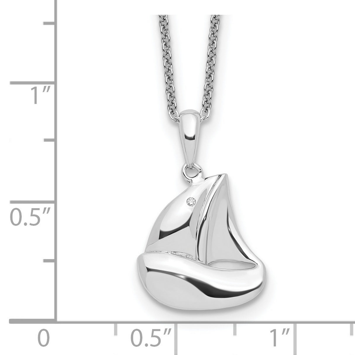 CZ Explore Your World 14in. Necklace with 2in. ext Charm Pendant in Real 925 Sterling Silver