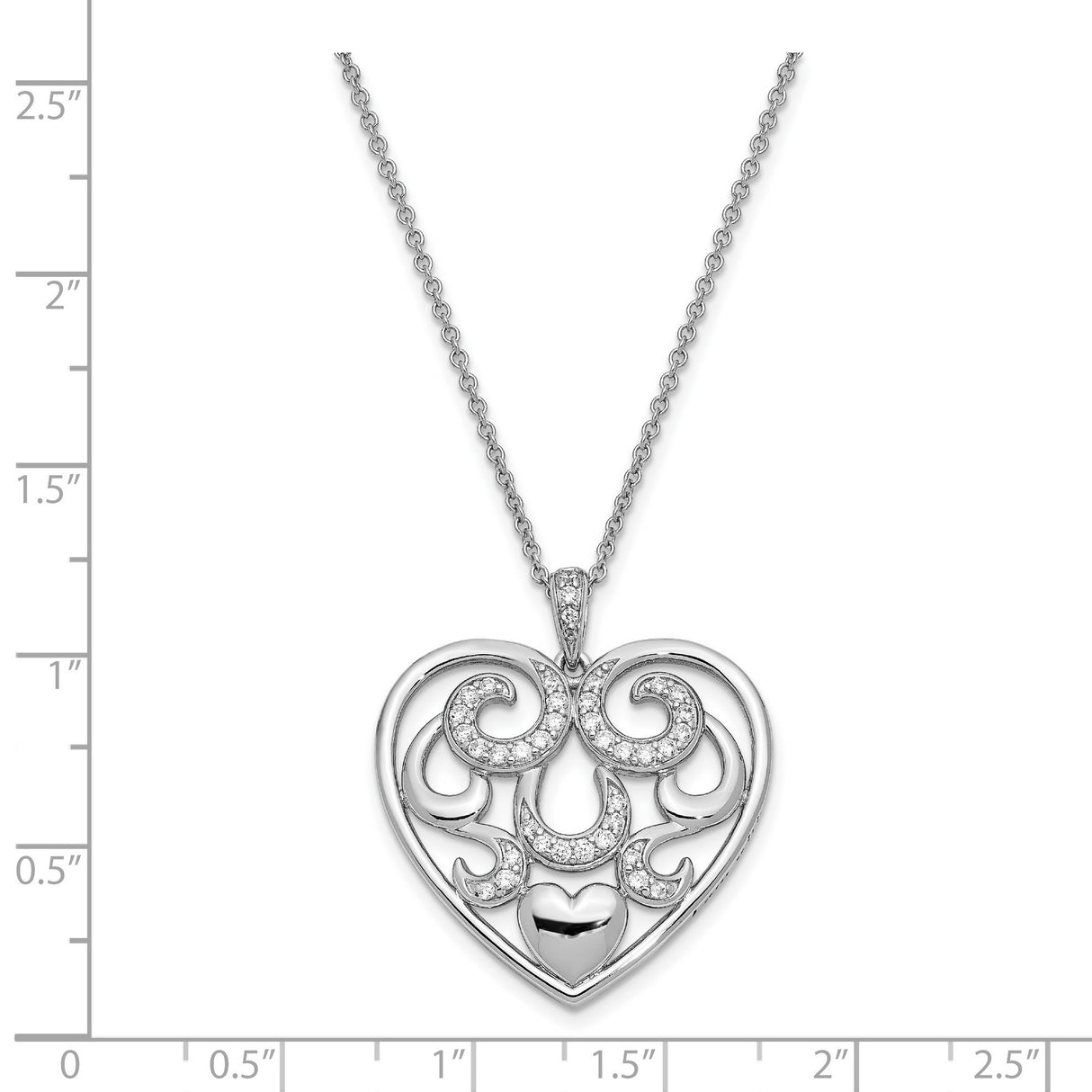 CZ Antiqued I Am With You 18in. Necklace Charm Pendant in Real 925 Sterling Silver