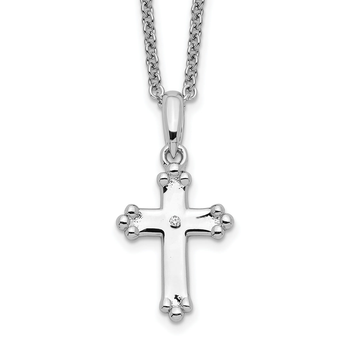 CZ Believe Big 14in. Necklace with 2in. ext Charm Pendant in Real 925 Sterling Silver