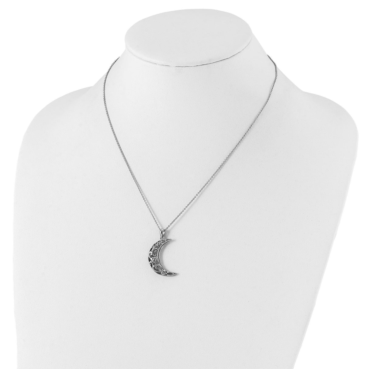 I Love You To The Moon And Back Filigree And Heart Necklace Charm Pendant in Real 925 Sterling Silver