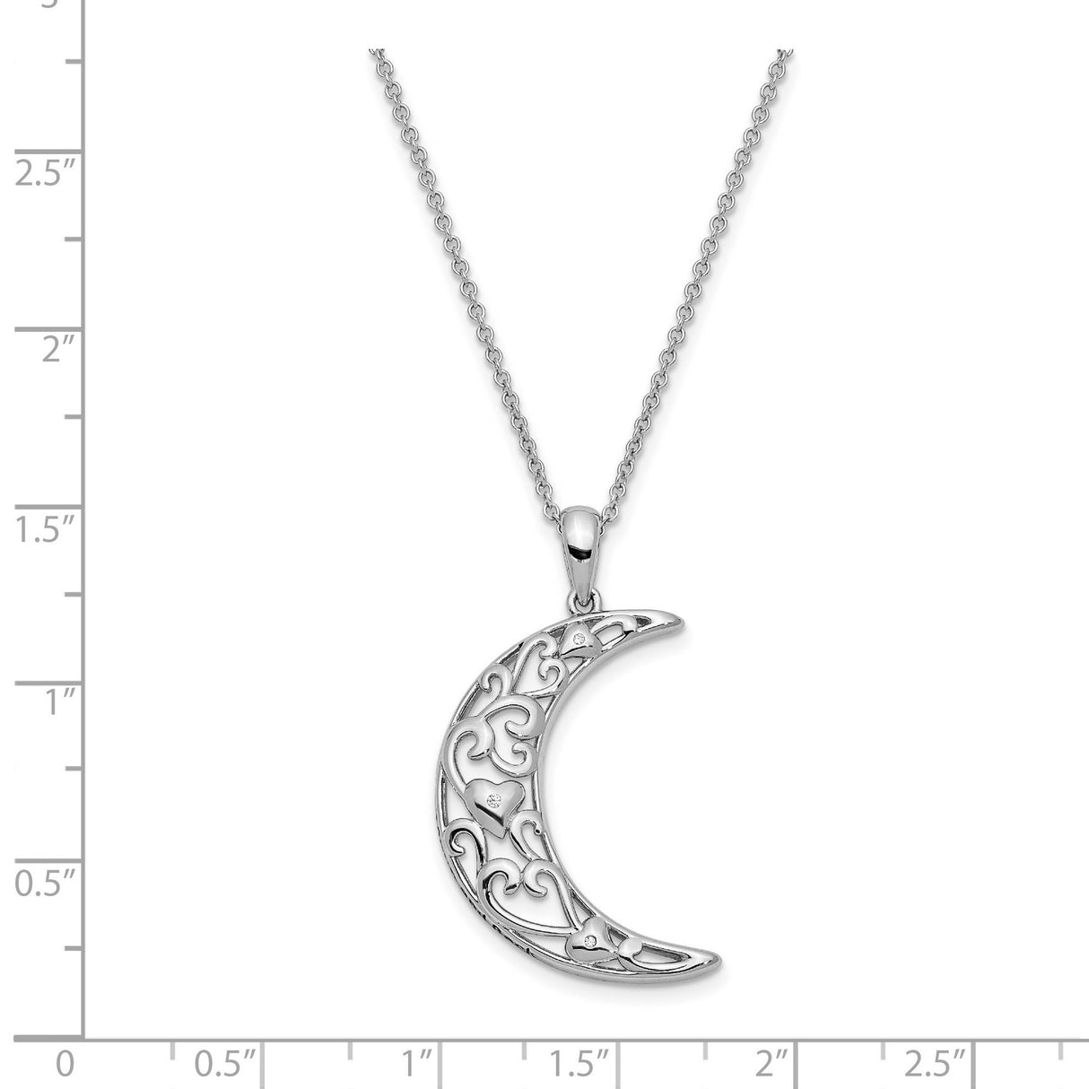 I Love You To The Moon And Back Filigree And Heart Necklace Charm Pendant in Real 925 Sterling Silver