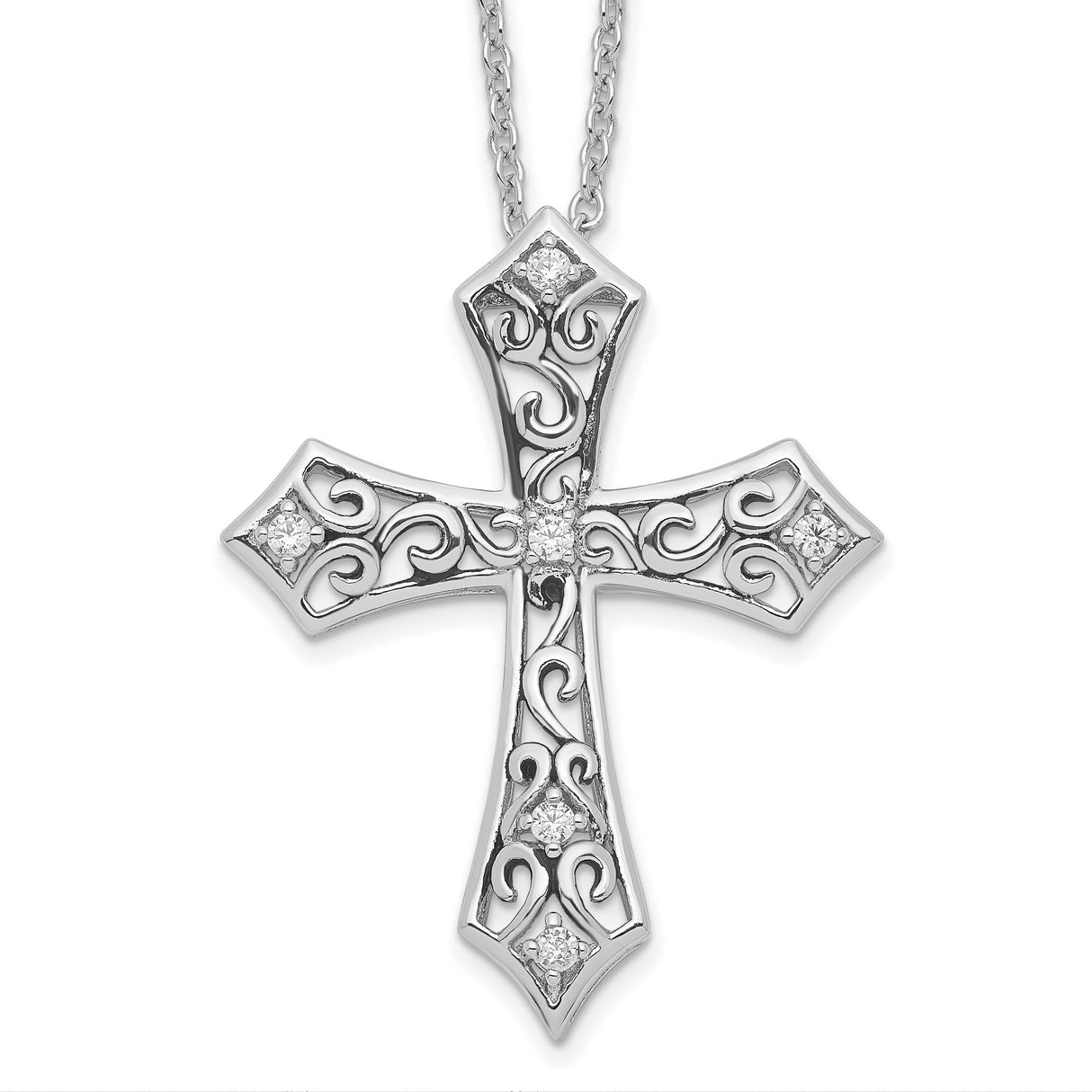 CZ I Still Believe 18in. Necklace Charm Pendant in Real 925 Sterling Silver