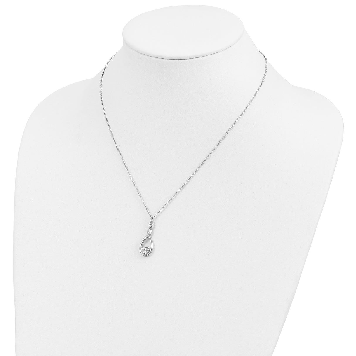 CZ Love You Forever 18in. Necklace Charm Pendant in Real 925 Sterling Silver