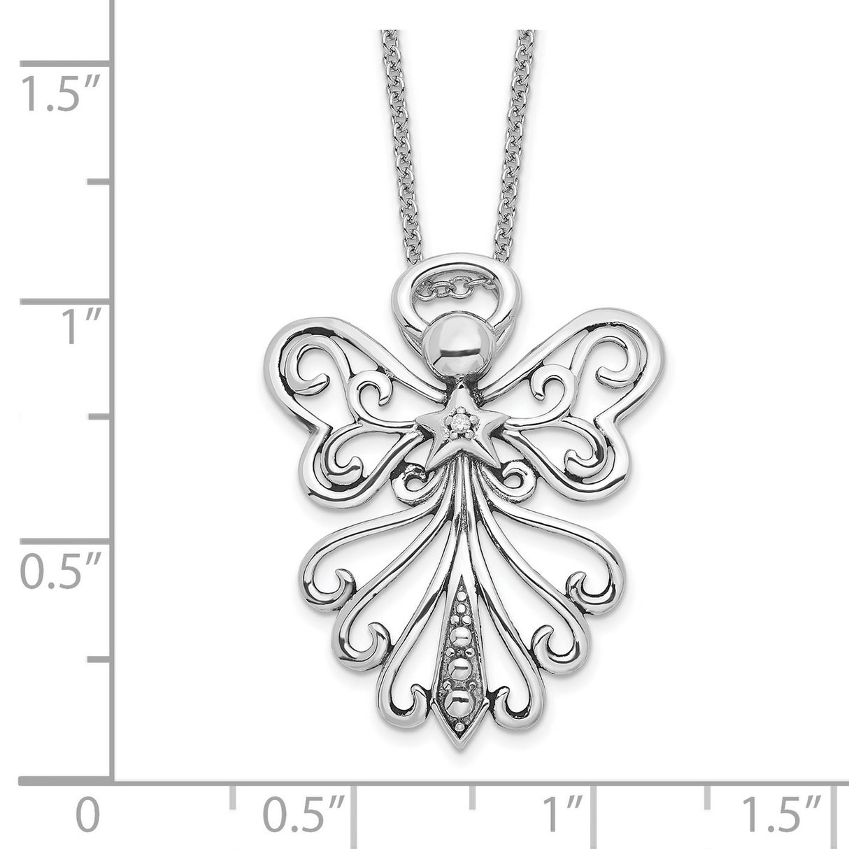 CZ Antiqued Angel Heavenly Angel 18 Inch Necklace Charm Pendant in Real 925 Sterling Silver