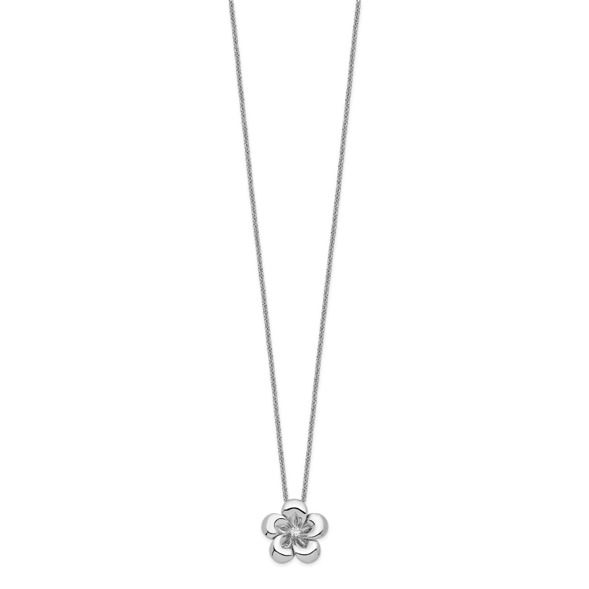 CZ Be A Blessing 14in. Necklace with 2in. ext Charm Pendant in Real 925 Sterling Silver