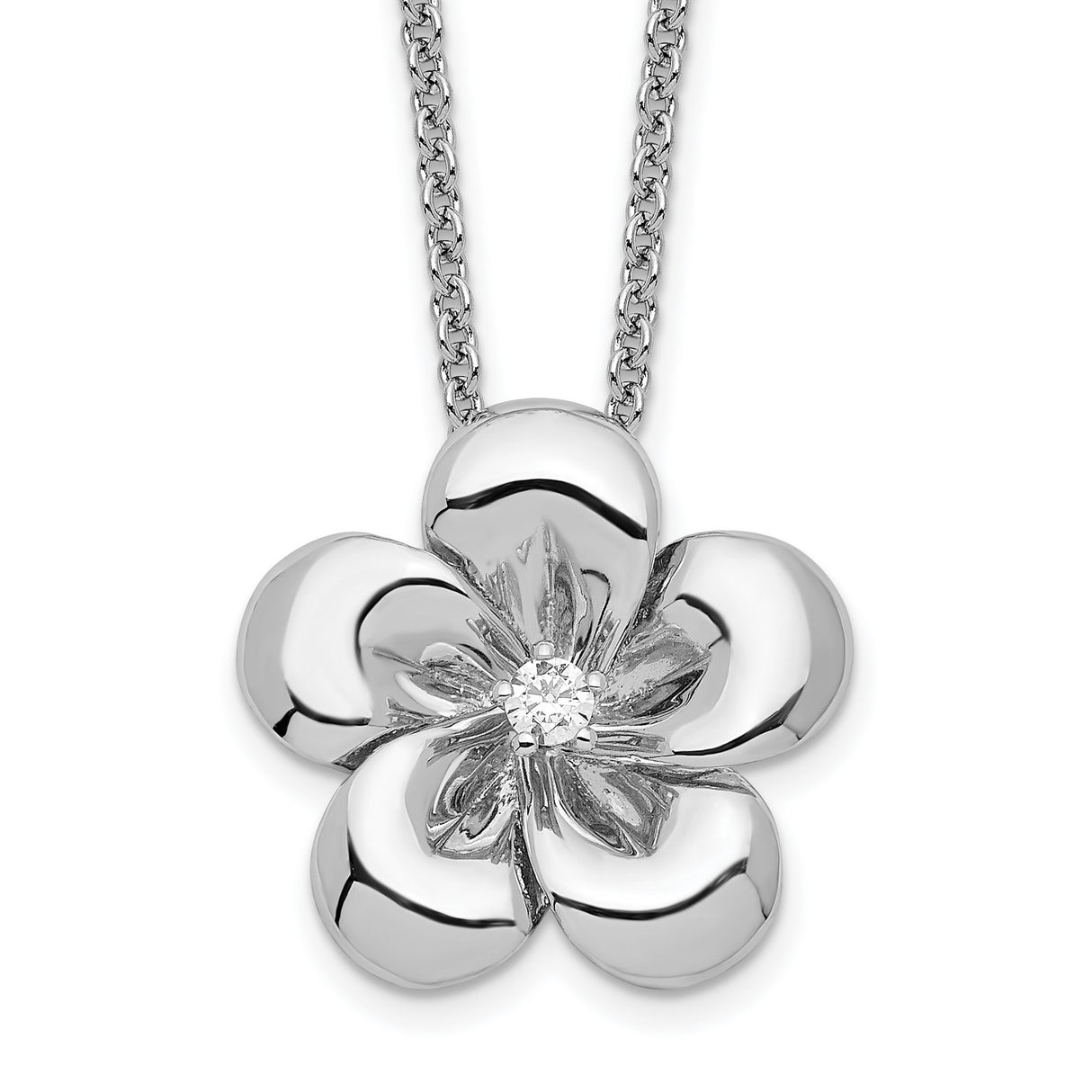 CZ Be A Blessing 14in. Necklace with 2in. ext Charm Pendant in Real 925 Sterling Silver