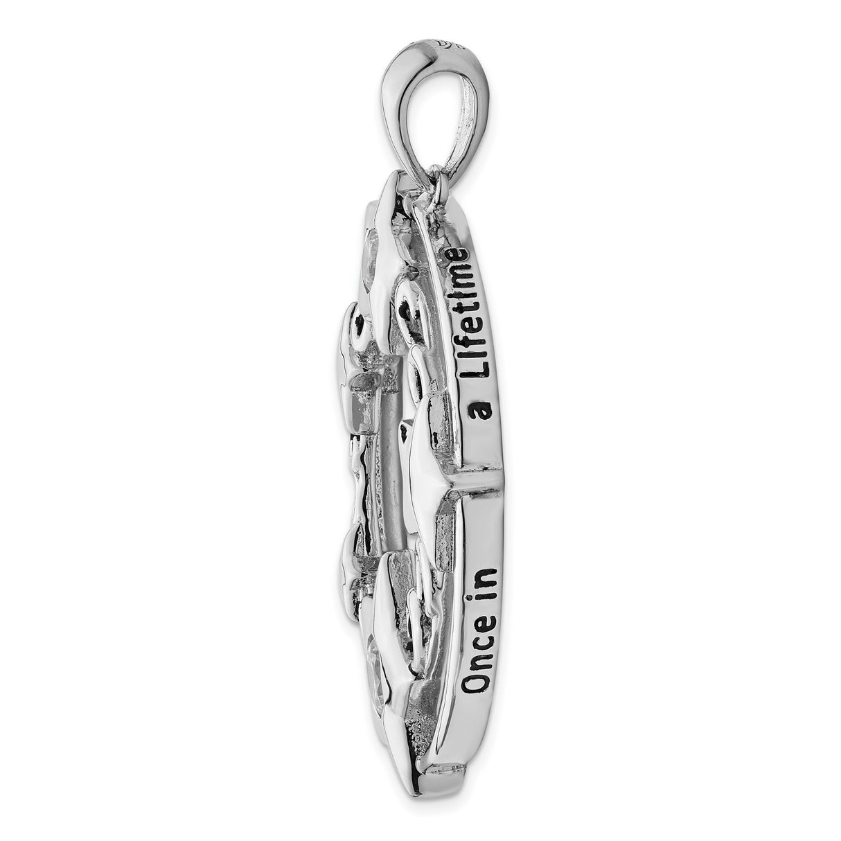 CZ Antiqued Once In A Lifetime 18in. Necklace Charm Pendant in Real 925 Sterling Silver