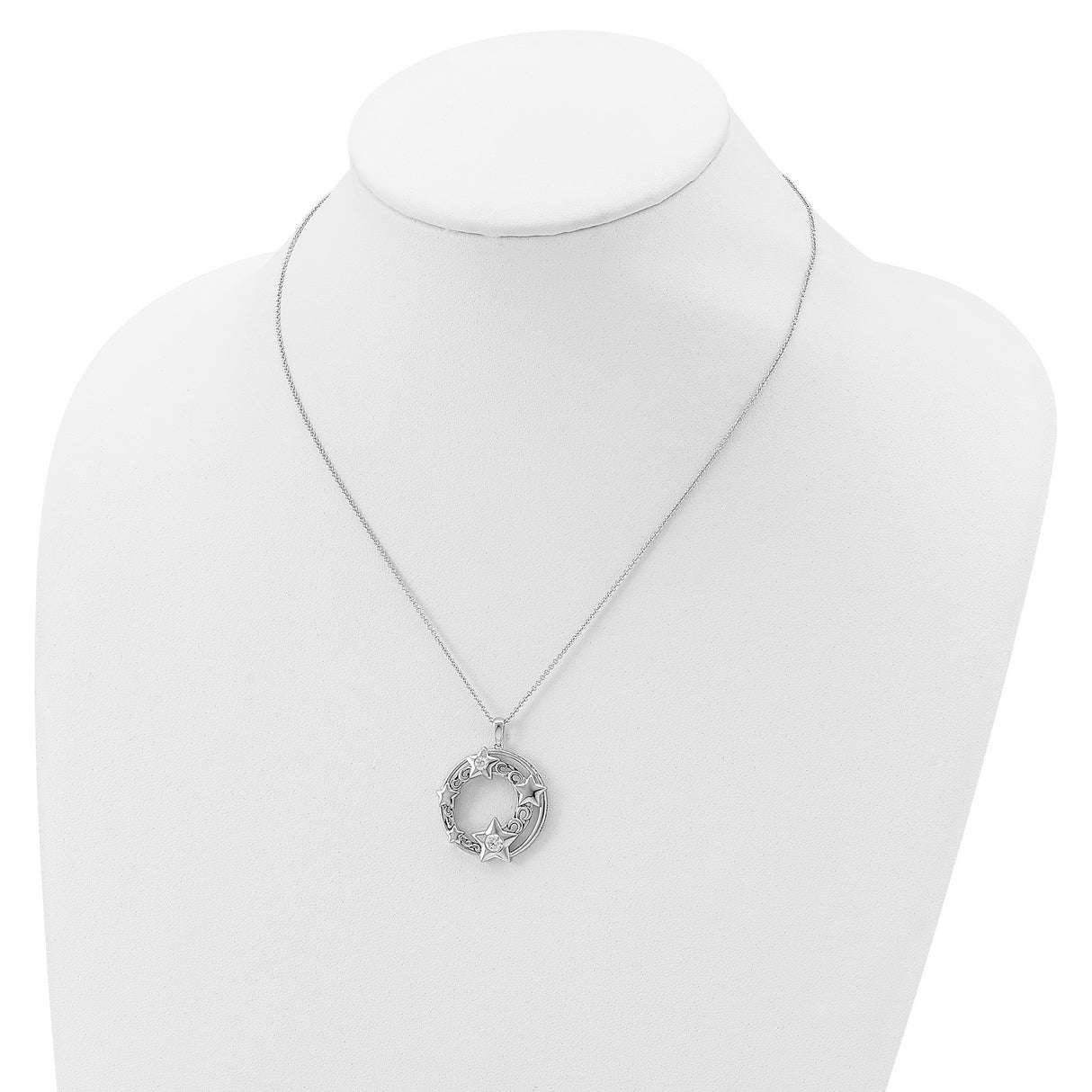 CZ Antiqued Once In A Lifetime 18in. Necklace Charm Pendant in Real 925 Sterling Silver