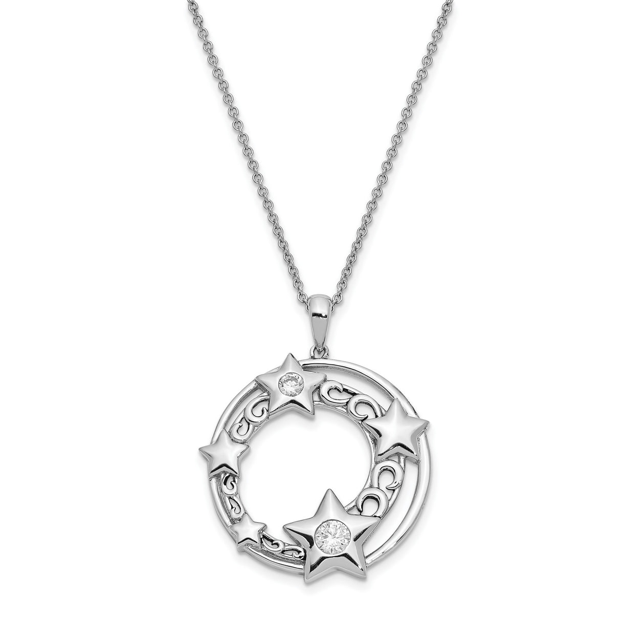 CZ Antiqued Once In A Lifetime 18in. Necklace Charm Pendant in Real 925 Sterling Silver