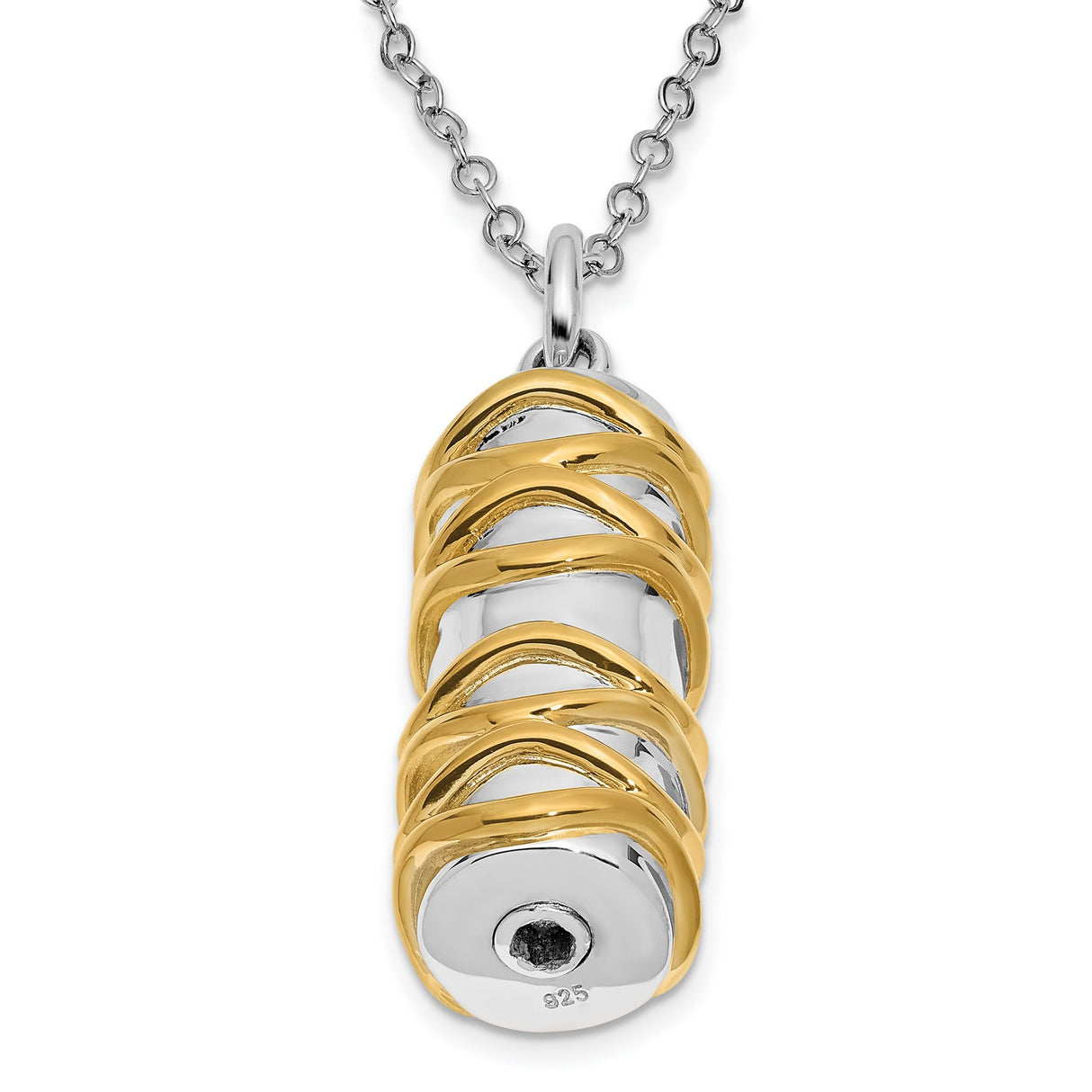 Cylinder Accent Ash Holder 18 Inch Necklace Charm Pendant in Real 925 Sterling Silver