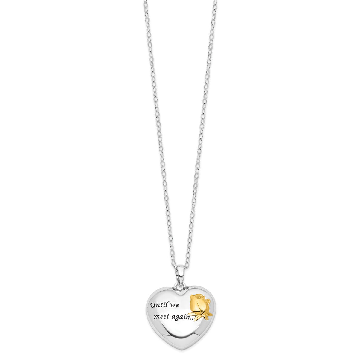 Antiqued Accent Until We Meet Again Heart Ash Holder 18 Inch Necklace Charm Pendant in Real 925 Sterling Silver