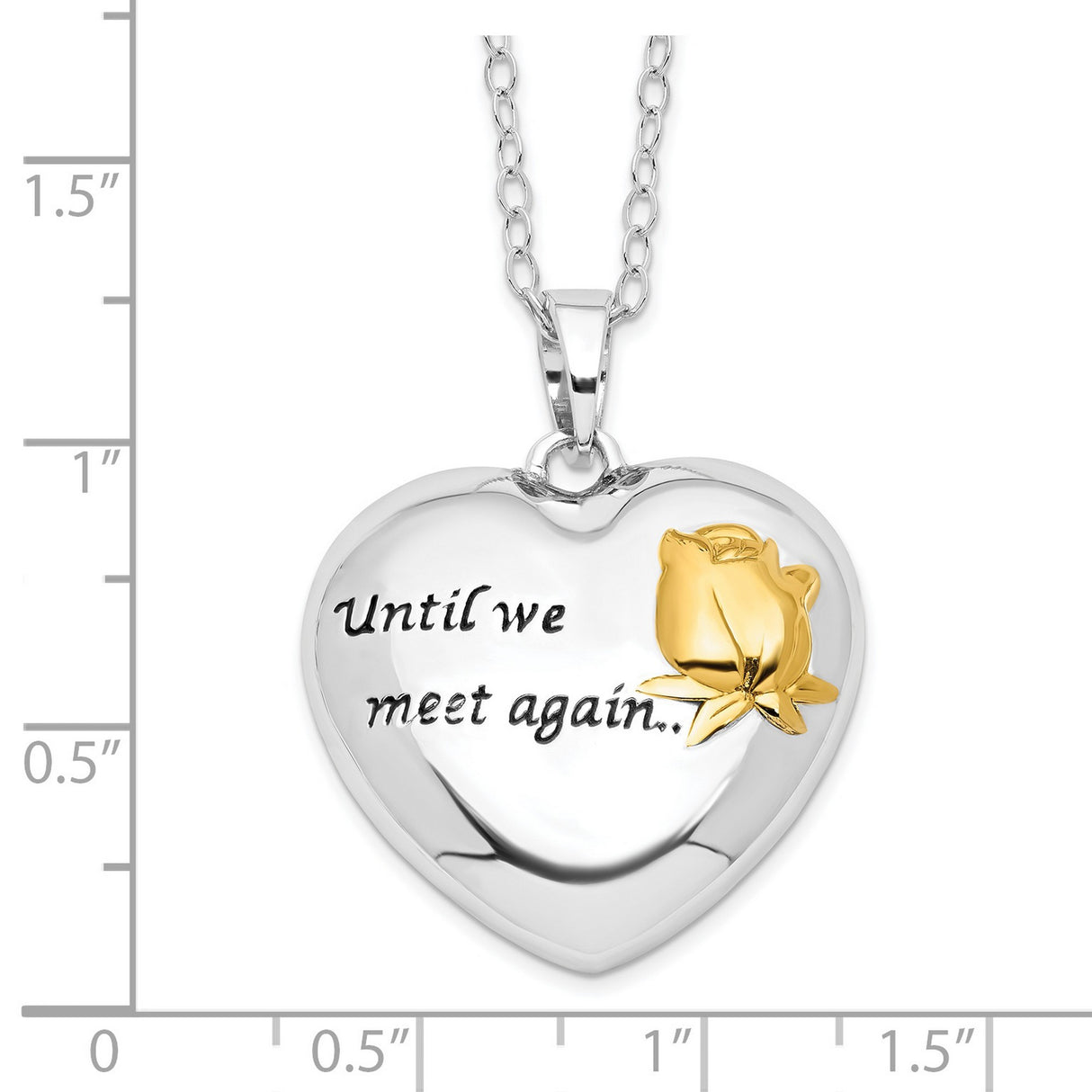 Antiqued Accent Until We Meet Again Heart Ash Holder 18 Inch Necklace Charm Pendant in Real 925 Sterling Silver