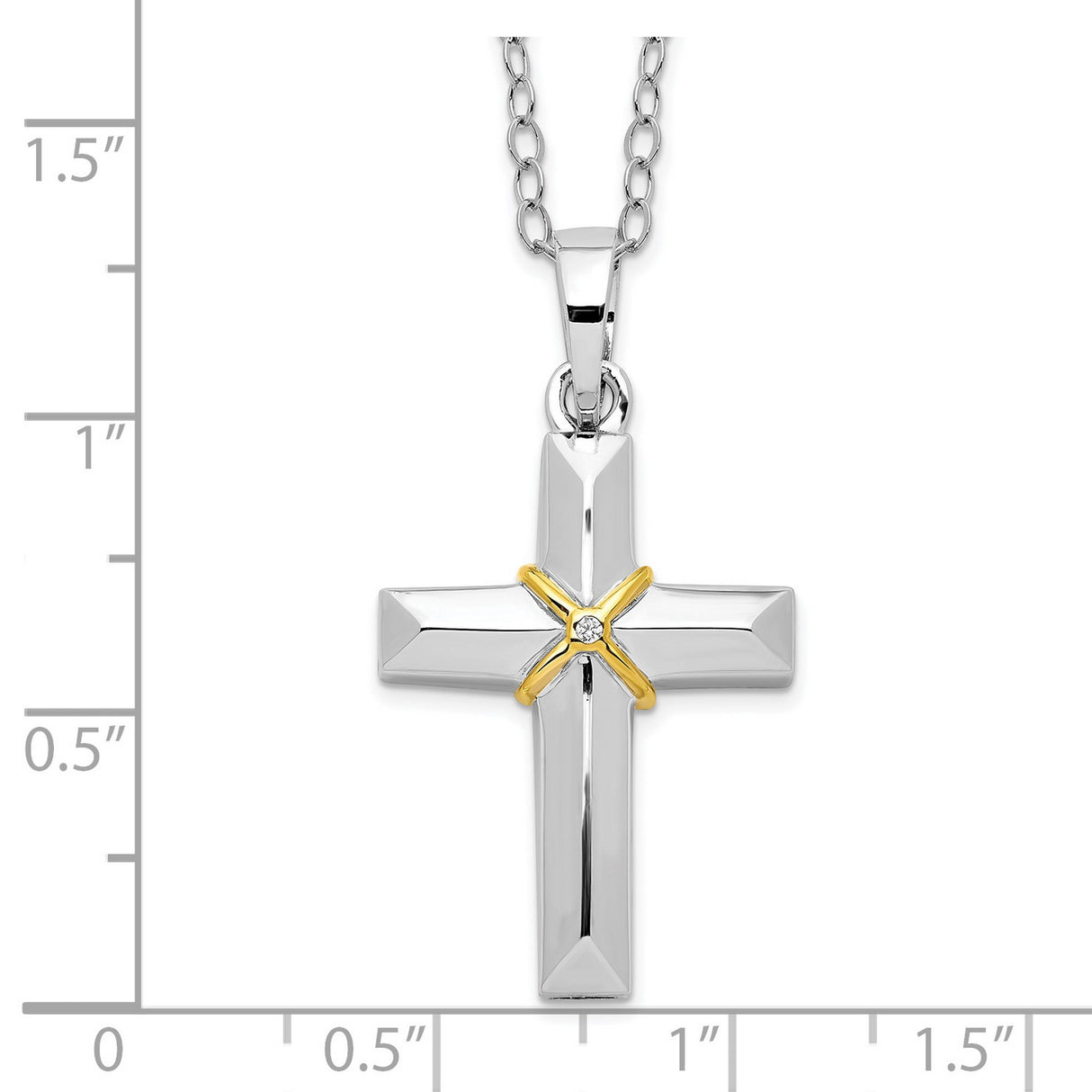 CZ Accent Cross Ash Holder 18 Inch Necklace Charm Pendant in Real 925 Sterling Silver