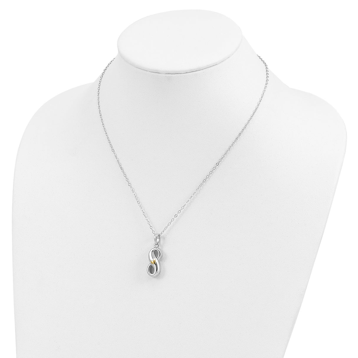 Heart Accent Infinite Love Ash Holder 18 Inch Necklace Charm Pendant in Real 925 Sterling Silver