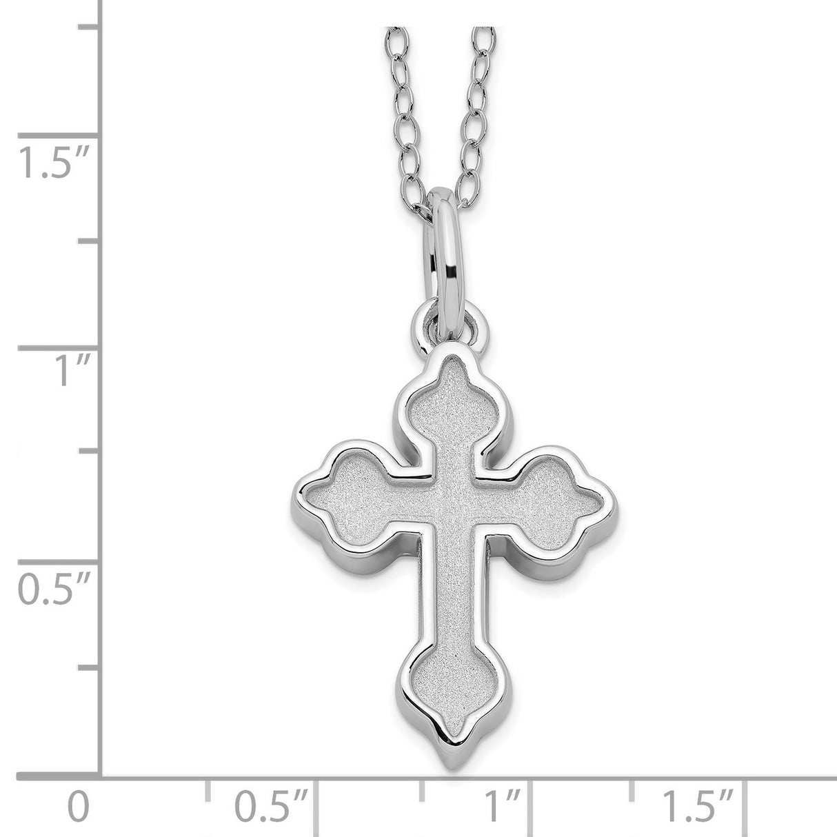 Matted Cross Ash Holder 18 Inch Necklace Charm Pendant in Real 925 Sterling Silver